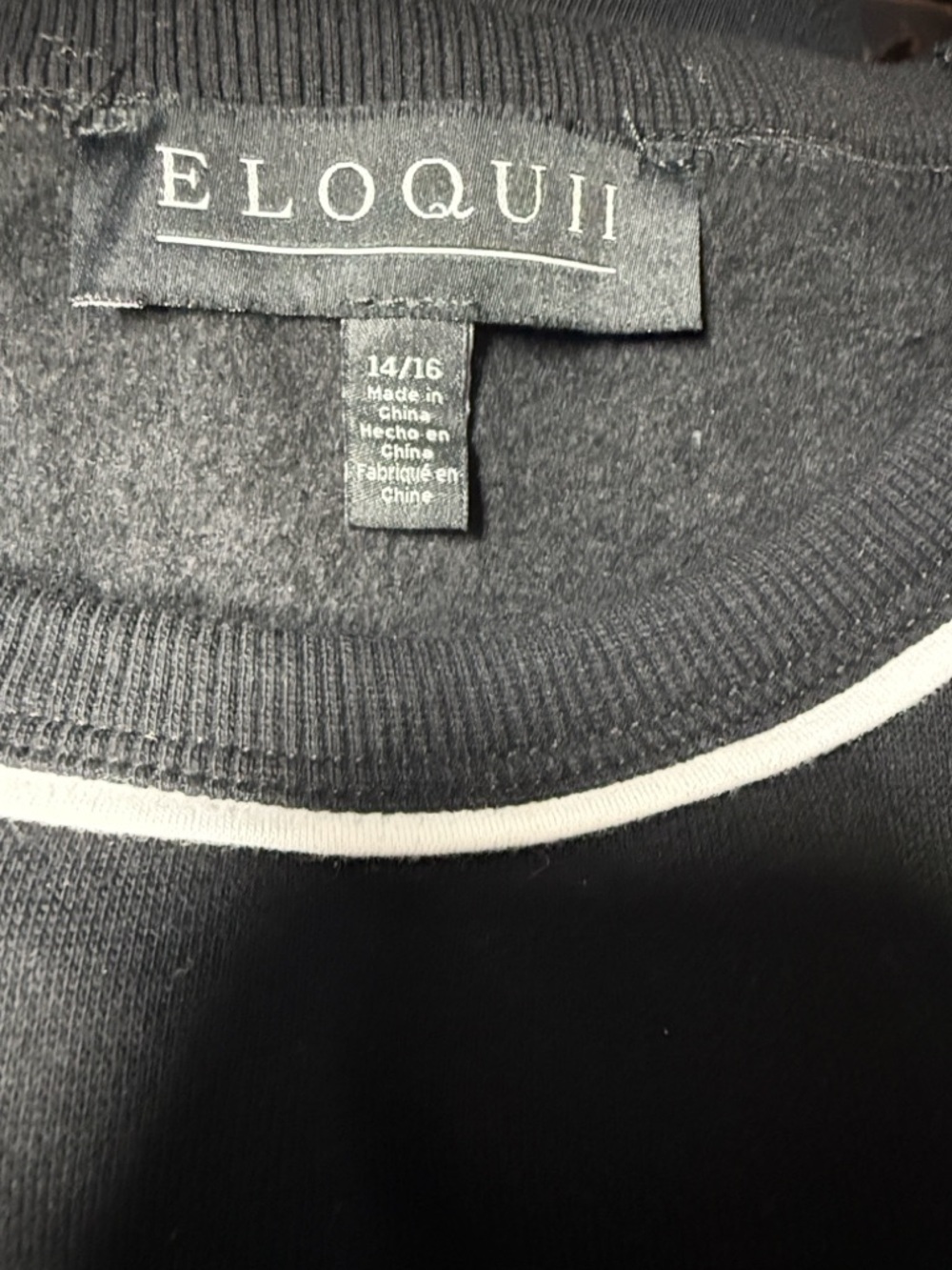 Eloquii Women’s Black Long Sleeve Sweatshirt with White Trim Sz 14/16 - Picture 2 of 9